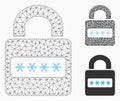 Password Lock Vector Mesh Network Model and Triangle Mosaic Icon