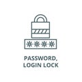 Password,login lock vector line icon, outline concept, linear sign Royalty Free Stock Photo
