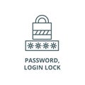 Password,login lock vector line icon, outline concept, linear sign