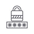 Password,login lock vector line icon, sign, illustration on background, editable strokes Royalty Free Stock Photo