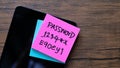 Password management, concept written post it Royalty Free Stock Photo