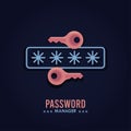 password manager theme with keys and cypher