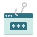 Password phishing flat icon, security and hack