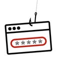 Password phishing line icon, security and hack, vector graphics