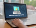 Password protected concept on a laptop Royalty Free Stock Photo