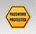 Password protected icon. Area secure graphic sign isolated on background with message password protected Royalty Free Stock Photo