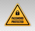 Password protected icon. Area secure lock sign isolated on background with message password protected Royalty Free Stock Photo