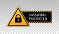 Password protected icon. Area secure lock sign isolated on background with message password protected Royalty Free Stock Photo