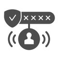 Password protected solid icon. Password authorization vector illustration isolated on white. Strong password glyph style