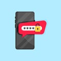 Password protection icon in flat style. Authentication vector illustration on isolated background. Login verification sign Royalty Free Stock Photo