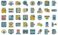 Password protection icons set line color vector Royalty Free Stock Photo
