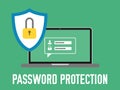 Password protection. Laptop with login and password concept.