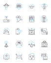 Password protection linear icons set. Encryption, Authentication, Passcode, Secure, Privacy, Lockdown, Access line