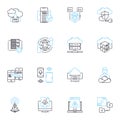 Password protection linear icons set. Encryption, Authentication, Passcode, Secure, Privacy, Lockdown, Access line Royalty Free Stock Photo