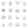 Password protection linear icons set. Encryption, Authentication, Passcode, Secure, Privacy, Lockdown, Access line