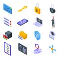 Password recovery icons set, isometric style