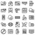 Password recovery icons set, outline style