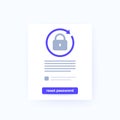 password reset form with button, vector ui design Royalty Free Stock Photo