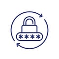password reset, security icon, line vector
