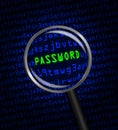 PASSWORD revealed in computer code through a magnifying glass