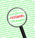 PASSWORD revealed in computer code through a magnifying glass