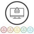 Password secure access on desktop computer icon. Set icons in color circle buttons Royalty Free Stock Photo