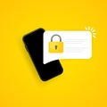 Password security access push notice onsmartphone. Verification code notification on pc screen for authentication. Private