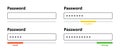 Password weak, medium and strong interface. Password form template for website. Digital security bar. Safety requirement