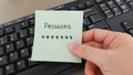 Passwords written on papers. Password protection concept