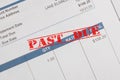 Past due stamp on a bill statement Royalty Free Stock Photo