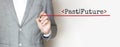 past future words made with marker and businessman Royalty Free Stock Photo