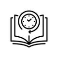 Black line icon for Past, previous and book Royalty Free Stock Photo