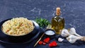 Pasta Aglio, Olio e Peperoncino in a bowl Royalty Free Stock Photo