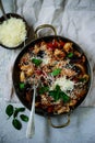 Pasta alla Norma. .style rustic.selective focus Royalty Free Stock Photo