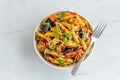 Pasta alla norma, Traditional Sicilian pasta dish with eggplant Royalty Free Stock Photo