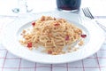 Pasta with anchovies and breadcrumbs, typical of Sicily Royalty Free Stock Photo