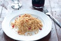 Pasta with anchovies and breadcrumbs, typical of Sicily Royalty Free Stock Photo