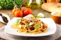 Pasta with anchovies, tomatoes Royalty Free Stock Photo