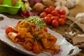 Pasta arrabiata with chilli and garlic organic Royalty Free Stock Photo