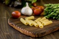 Pasta, asparagus and other vegetables