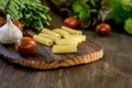 Pasta, asparagus and other vegetables