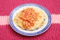 Pasta with backed beans Royalty Free Stock Photo