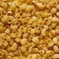 Pasta background, italian pasta made from durum wheat snails or horns, square crop