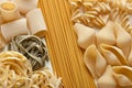 Pasta Background, Original Italian Variety Ã¢â¬â Spaghetti, Conchiglioni, Paccheri, Tagliolini, Tagliatelle, Fusilli
