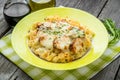 Pasta bake with broccoli and chicken Royalty Free Stock Photo