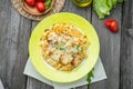 Pasta bake with broccoli and chicken Royalty Free Stock Photo