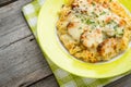 Pasta bake with broccoli and chicken Royalty Free Stock Photo