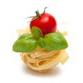 Pasta, basil and tomato