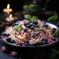 Pasta with blueberries,blackberries and cheese