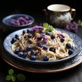 Pasta with blueberries and cheese